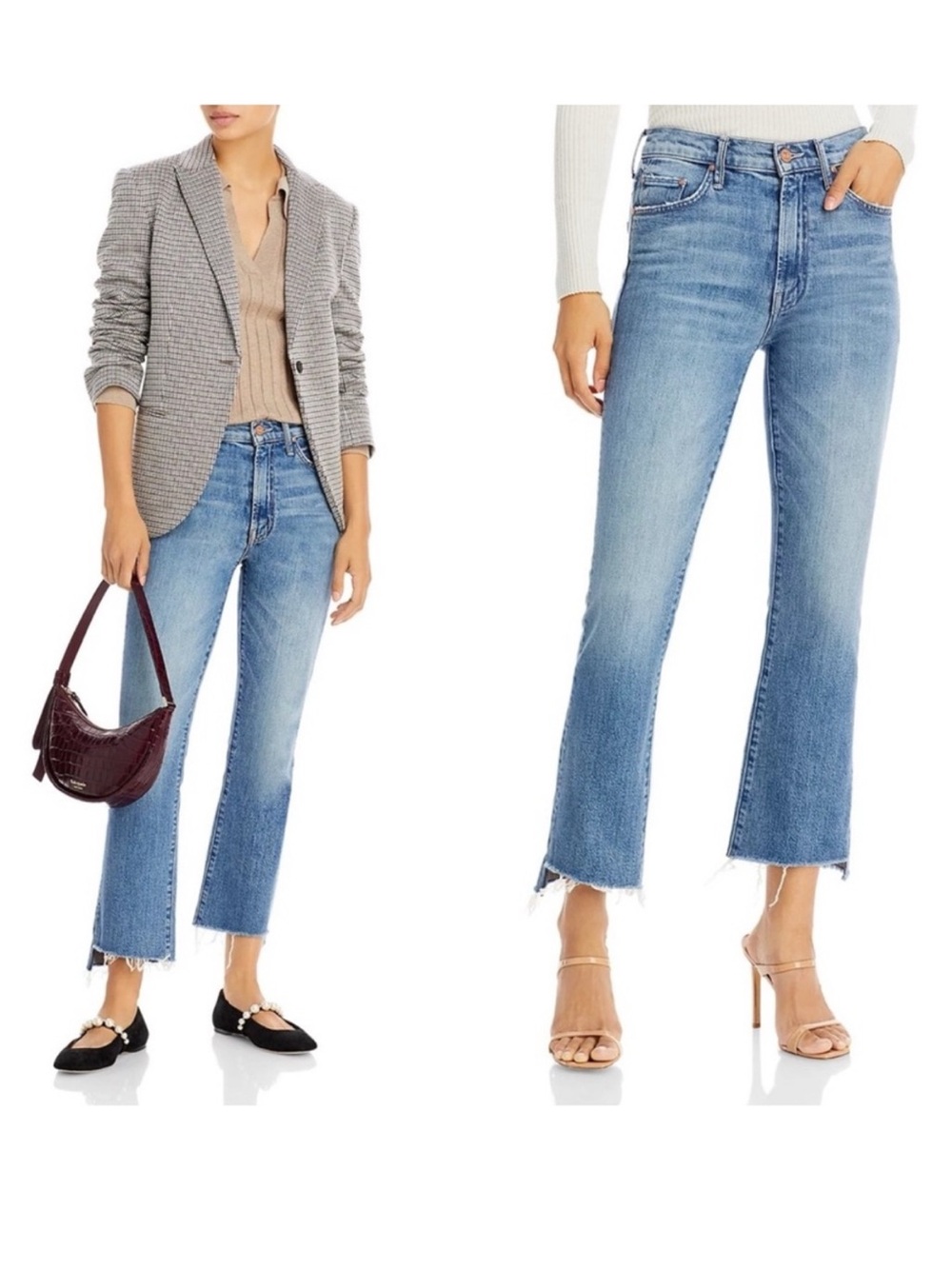 MOTHER The Insider High Rise Crop Step Fray Jeans in Scenic Route Size 28